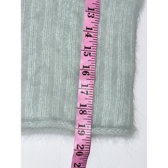 Vtg Express Angora Rabbit Hair Sweater V Neck Y2K Crop Fairy Fuzzy Soft Mint Med - Picture 13 of 13